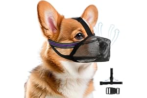 VACHELPER Museruola per Can Museruola a Rete Morbida Anti-Morso Museruola a Rete per Grandi Cani Riflettente Traspirante Regolabile Copertura per Museruola Impedisce di Masticare Rosicchiare Abbaiare Mordere S