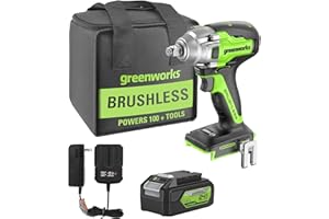 Greenworks GD24IW400K4 Bullonatrice a Impulsi a Batteria, Brushless, 0-2800 giri/min, 0-4000ipm, 400Nm di Coppia, Attacco Quadrato 1/2" (1,27cm), CON Batteria 24V 4Ah e Caricabatterie, Garanzia 3 Anni