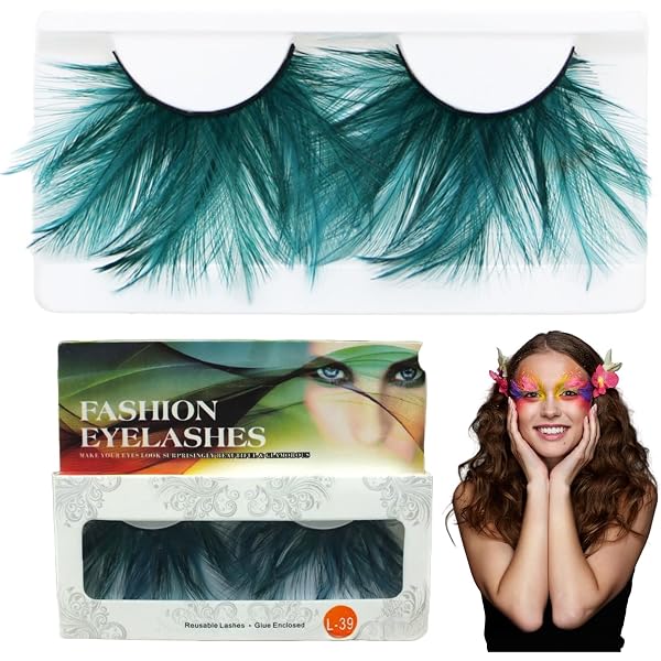 Careforyou Künstliche Wimpern Orange – Federn Wimpern Für Cosplay & Party, 2 Paar, Hyperbolisch Lang