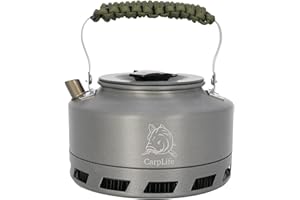 CARPLIFE PRODUCTS LTD CarpLife Kettle Hand Finished with Paracord Handle - Rapid Boil Travel Kettle Camp Coffee Pot for Fishing, Camping, Caravans on Outdoor Open Fires, Fire Pits, Gas Stove for Portable Coffee Tea Brewing