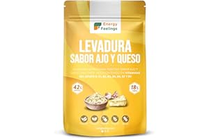 Energy Feelings Levadura Nutricional Sabor Queso y Ajo 250g, Levadura Nutritiva en Copos Rica en Vitamina B y Proteínas 43%, Nutritional Yeast Sin Gluten, Sin Azucar, Ideal para Queso Vegano