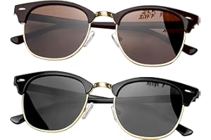 KANASTAL High Protection UV400 Semi Rimless Polarised Sunglasses for Women Men, Retro Classic Sunglasses with Half frame