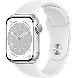 Apple Watch Series 8 (GPS, 41MM) Silver Aluminum Case with White Sport Band (Ricondizionato)