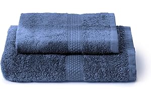 Caleffi Set Asciugamani Bagno Viso e Bidet in Cotone, Asciugamani Resistente a Lavaggi, Include 1 Asciugamano Viso 55x100 cm e 1 Asciugamano Bidet Ospite 40x60 cm, Asciugamani 2 Pezzi, Indigo