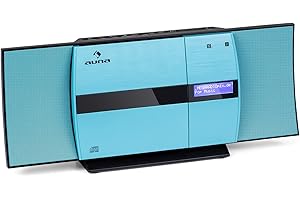 AUNA V-20 - Stereo CD Compatto, Lettore CD e DAB+, Mini Impianto HiFi con Ricevitore FM, Bluetooth, NFC, USB, MP3, AUX, Telecomando, Display LED, Possibile Montaggio a Parete, Blu