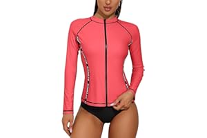 ATTRACO Chaleco de neopreno de manga larga con cremallera para mujer, camiseta UV degradada