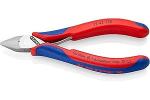 KNIPEX Elektronik-Seitenschneider mit durchgestecktem Gelenk mit Mehrkomponenten-Hüllen 130 mm, 77 42 130