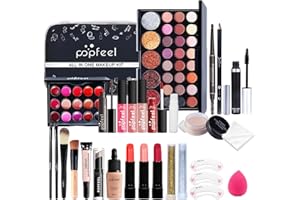 LHLXZQ Ensemble Maquillage Femme, 28Pcs Kit Démarrage de Maquillage Complet avec Ombres Paupières Correcteur Rouge à Lèvres Mascara Blush, Trousse de Maquillage Voyage pour Yeuxe Lèvres e Visage#6