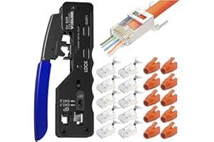 VCELINK GJ671BL szczypce zaciskowe RJ45 do wtyku RJ45 z wtyczką Cat 7 Cat6A Lan Pass Through RJ45 wtyczka sieciowa