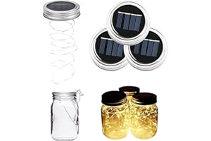 ALED LIGHT Lot de 3 Mason Jar Couvercle Guirlande Lumineuse Solaire Étanche 2m 20 LEDs Lampe d’Ambiance Décoration pour DIY Bocal LED, Bouteille, Maison, Noël, Mariage, Fête