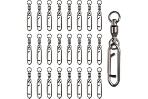 LOGHOHU 25Pcs Fishing Speed Clips for Fishing Lures Quick Change Fishing Snap Ball Bearing Swivel Power Clips Topwater Speed Clips Freshwater Saltwater Crankbait Popper Lures Quick Snaps Connector Tackle 44lb
