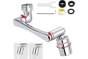 DUNSOO 1440° Prolunga Rubinetto, Multifunzionale Estensore Aeratore per Rubinetto, Adattatore Braccio Robotico Girevole per Lavello da Bagno, Lavello da Cucina