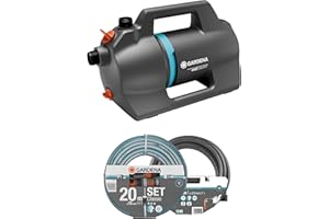 Gardena Garden Pump 4100 Silent Set: Very Quiet, Innovative Irrigation Pump with 3.5 m Suction kit and Classic 20 m Hose, Flow Rate 4100 l/h, 550 W Motor, Waterproof, Energy-efficient (9051-20)