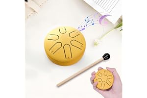 BNEHHOV Stalowy bęben językowy 3 cale 6 tonów Tongue Drum z młotkami Bęben ręczny Instrument perkusyjny do medytacji Joga Uzdrawianie dźwiękiem dla dzieci złoty