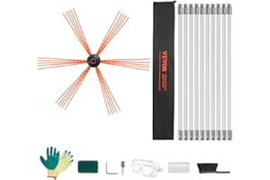 VEVOR Kit de Ramonage Poêle Pellet Cheminée 10 m Brosse de Nettoyage 360° avec 10 Tiges Flexibles Nylon Accessoires Nombreux pour Conduits Cheminée Usage Domestique Convient à la Plupart des Conduits