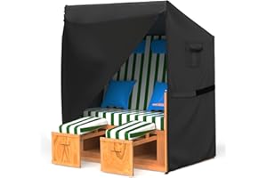 BROSYDA Housse de Protection pour Fauteuil-Cabine de Plage 135x105x175/140cm, Imperméable, Housse de Chaise de Plage en Tissu Oxford 600D avec Fermeture éclair Imperméable et Aérations