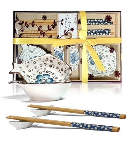 Sushi Servies Luxe - Sushiset - Oriëntal Sakura - 6 Delig- Sushi Set - 2 Geschenkdoos Sushi Set