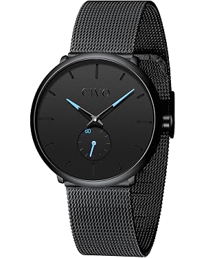 Montre Homme CIVO Classique Gros Chiffres – Analogique Quartz Étanchéité 3ATM, Bracelet Cuir/Caoutchouc/Nylon – Cadeau Idéal Lecture Facile