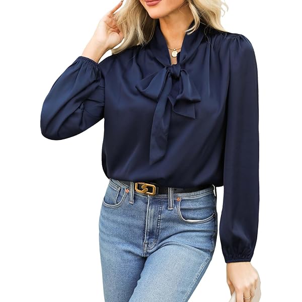 Camicetta Bianca A Maniche Lunghe Top Da Donna Con Colletto A Fiocco Camicia In Chiffon Camicia - 4