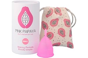 Pink Papaya® Soft Menstrual Cup | Super Soft & Flexible | Best Reusable Sensitive Cup | Tampon & Pad Alternative | for Heavy Flow | Wear for 12 Hours | UK Brand (Small)