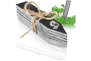 COM-FOUR® 6x cartelli per piante in ardesia - Tappi per piante con pennarello per etichettare - Etichette per piante - Cartelli per aiuola - Cartelli da giardino (6 pezzi di grigio ardesia)