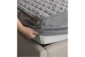 YUDEYU Tagesdecken Blätter Grau Gewaschener Baumwollstoff Tagesdecke Matratzenbezug (Größe : 90x190cm/high 5-15cm)