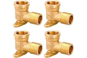 WIYETY 4 pezzi 1/2 pollici Parabrezza a parete: connettore ad aria compressa, scatola da parete da 1/2 pollice, arco in ottone, elementi di fissaggio, connettore a parete, piastra da parete,