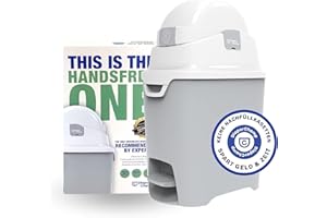 ‎DIAPER CHAMP DIAPER CHAMP ONE Standard Handsfree mit Pedal - Windeleimer - geruchsdicht - berührungslose Bedienung - OHNE Nachfüllkassetten - für normale Müllbeutel - für ca. 30 Windeln - silber, weiß