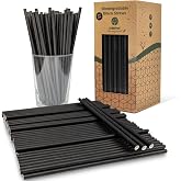 GoBeTree Black Paper Straws, 300 Disposable Cardboard Straws | Sturdy Multilayer Straw for Mojito, Cocktail, Slushie and Smoo