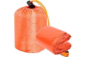 AIGOHOM Emergency Sleeping Bag(96inch x 62inch x 39inch), Sac de Couchage Materiel Imperméable Portable Emergency Blanket avec Sifflet d'équipement de Survie pour Le Camping en Plein Air et La Randonnée