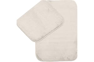 ‎ELART Elart Badematte Set 2 Teilig | Saugfähige Badezimmerteppich, Waschbar, Wasserdichter Badteppich, Badvorleger Set, Fußmatte 60x100 cm und 60x50 cm | (Cappuccino)