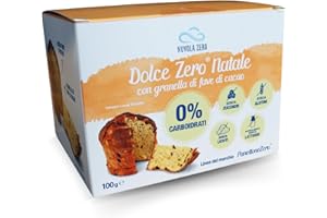 NUVOLAZERO Nuvola Zero - Dolce Zero Natale Senza Glutine e Senza Lattosio, con Granella di Cacao Senza Zucchero e Senza Carboidrati, Ricco di Fibre, Sostituto Panettone in Monoporzione da 100g, Made In Italy