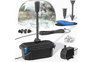 Biling Teichfilter Komplettset mit Pumpe 2500 l/h Teichpumpe mit Filter, 3 Düse und Durchflussregler Springbrunnen für Außen 400-2500 L Gartenteich Wasserspeier Pool Leise Filterpumpen