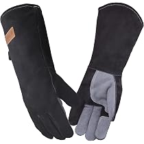 Gants Soudage Cuir Longs 16 Pouces – Résistants Chaleur & Feu Pour Cheminée, Barbecue, Grill, Poêle, Forge – 40 Cm