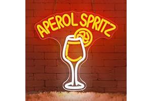 Lxmoneon Aperol Spritz Enseigne au néon pour la décoration de bar Panneau mural lumineux néon pour cocktails pour maison cuisine USB intensité variable en verre orange pour bar fête caverne d'homme