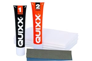 Kit Reparador de Arañazos de Pintura para el Coche - Contiene un Bote de Reparación, Bote de Acabado, Paños Profesionales y Papel de Lija - Aplicación Sencilla y Rápida - Quixx