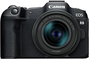 Canon EOS R8 + RF 24–50mm F4.5–6.3 – Systemkamera mit 24,2 MP, Dual Pixel AF II, Integrierte Bildkombination, LCD-Touchscreen, UVC/UAC-kompatibel - Für Vollformat-Kreativität konzipiert