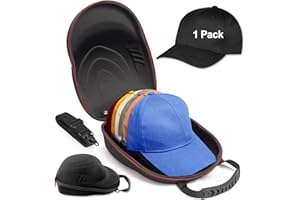 GLAMGEN Hat Case for Baseball Caps, Hat Carrier Travel Case with One Black Baseball Cap and Adjustable Shoulder Strap, Hat Organizer Holder Bag for 6 Baseball Caps for Women and Men, Black