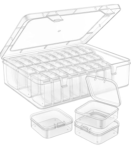 2 Scatole Portatili In Plastica Trasparente Con 18 Scomparti Regolabili - Contenitore Per Snack, Gioielli, Piccoli Oggetti (20x16x3 Cm)