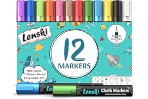 ‎LENSKI Lenski 12 Kreidestifte für Tafel Abwaschbar, 6MM Kreidestifte für Fenster, Adventskalender Füllung Kinder, Kreidemarker Fensterstifte Fenstermalstifte Glasmalstifte, Nikolaus Geschenke Kinder Stifte