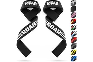 Roar® Correas Levantamiento de Pesas Profesionales 100% Algodón, Straps Powerlifting, Agarres para Gym, Agarraderas Gimnasio para Peso Muerto, Crossfit Weight Lifting