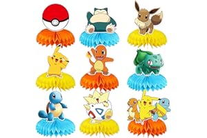 TOCAVE Cartoon Themen Honeycomb Dekorationen,9pcs Papierwaben Tischdekorationen, Geburtstag Dekoration Waben Mittelstücke Thema Geburtstags Party Zubehör, Kindergeburtstag Deko Mitgebsel