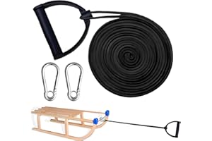SUAFLNY 4M Corde de Luge, Corde de Traîneau avec Mousqueton, Corde de Traîneau avec Poignée, Luge Durable Corde de Traction pour Luge pour Luge et Toboggan en Hive