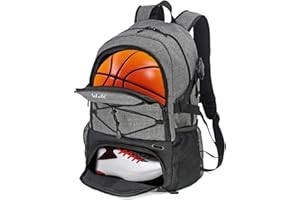 WOLT Football Bag with Boot Compartment Basketball Backpack with Ball Holder Sports Backpack with Water Bottle Pocket