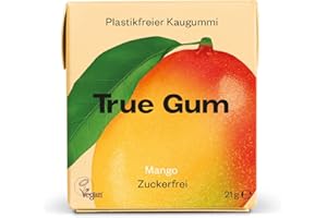 ‎TRUE GUM True Gum: MANGO | Plastikfreier Kaugummi | Biologisch Abbaubar | Vegan | 21 g