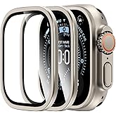 LK Screen Protector for Apple Watch Ultra 2/Ultra 49mm - 9H Tempered Glass + Titanium Alloy Frame [Original Remain+Bubble-Fre
