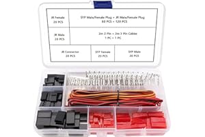 YIXISI 40 Sets 2/3 Broches SYP/JR Connecteur Servo, Connecteurs Servo Mâles Femelles à Sertir, avec 2m 22AWG 2/3 Circuits Câble, Compatible avec JST SYP Futaba pour Hitec Spektrum RC