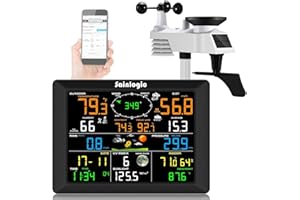 Sainlogic Station Météo Professionnelle WiFi, Station Météo Sans Fil avec Écran de 8,3", Pluviomètre et Anémomètre, Prévisions Météo, Wunderground