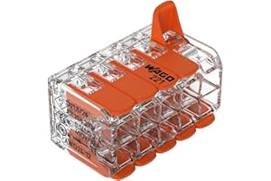 WAGO Terminales de conexión 221-420 | 10 conductores, hasta 4 mm², conector de cable compacto con palancas para todos los tipos de conductores en todo el mundo, seguridad de aplicación confirmada, 5