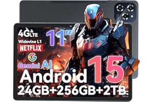 TABWEE W90 Android 15 Tablet 11 Pulgadas - Gemini Ai, 24GB RAM+ 256GB ROM, 2TB Table, Octa-Core T615, Widevine L1, 1920*1200 FHD, Tables 4G LTE/ 5G WiFi, 8000 mAh, Cámara 16MP+8MP, GPS, Tablet Gaming